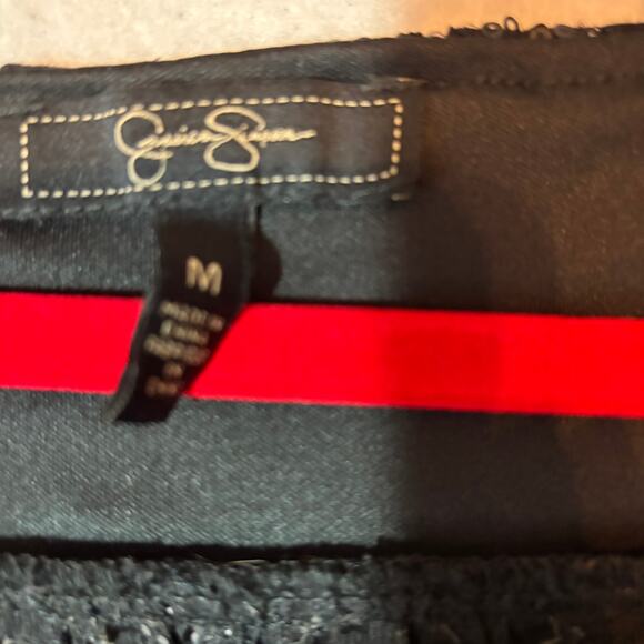 Jessica Simpson Womens Black Sequin Lace Square-Neck Blouse Top Sz M - Picture 2 of 7